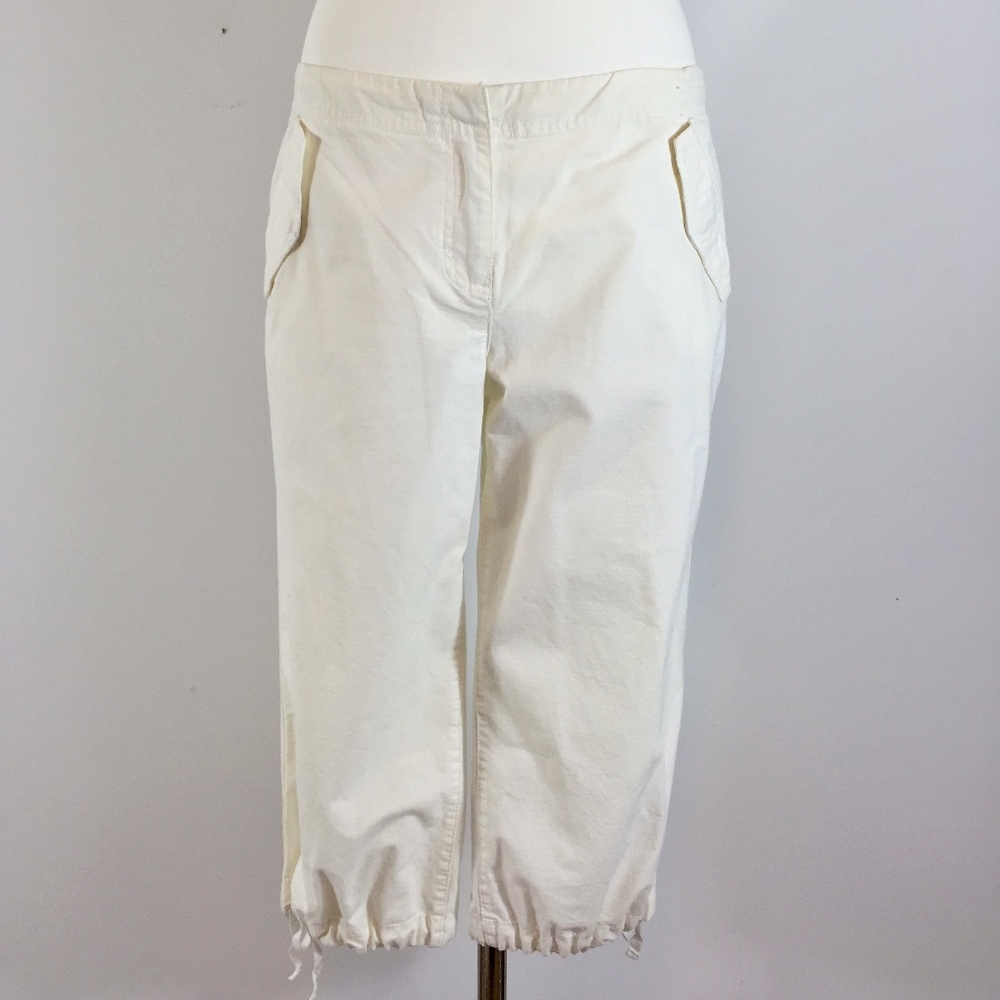 J. Crew White Cotton Ripstop Capri Pants Size 8